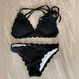 Zaful Black Scallop Bikini Bathing Suit
